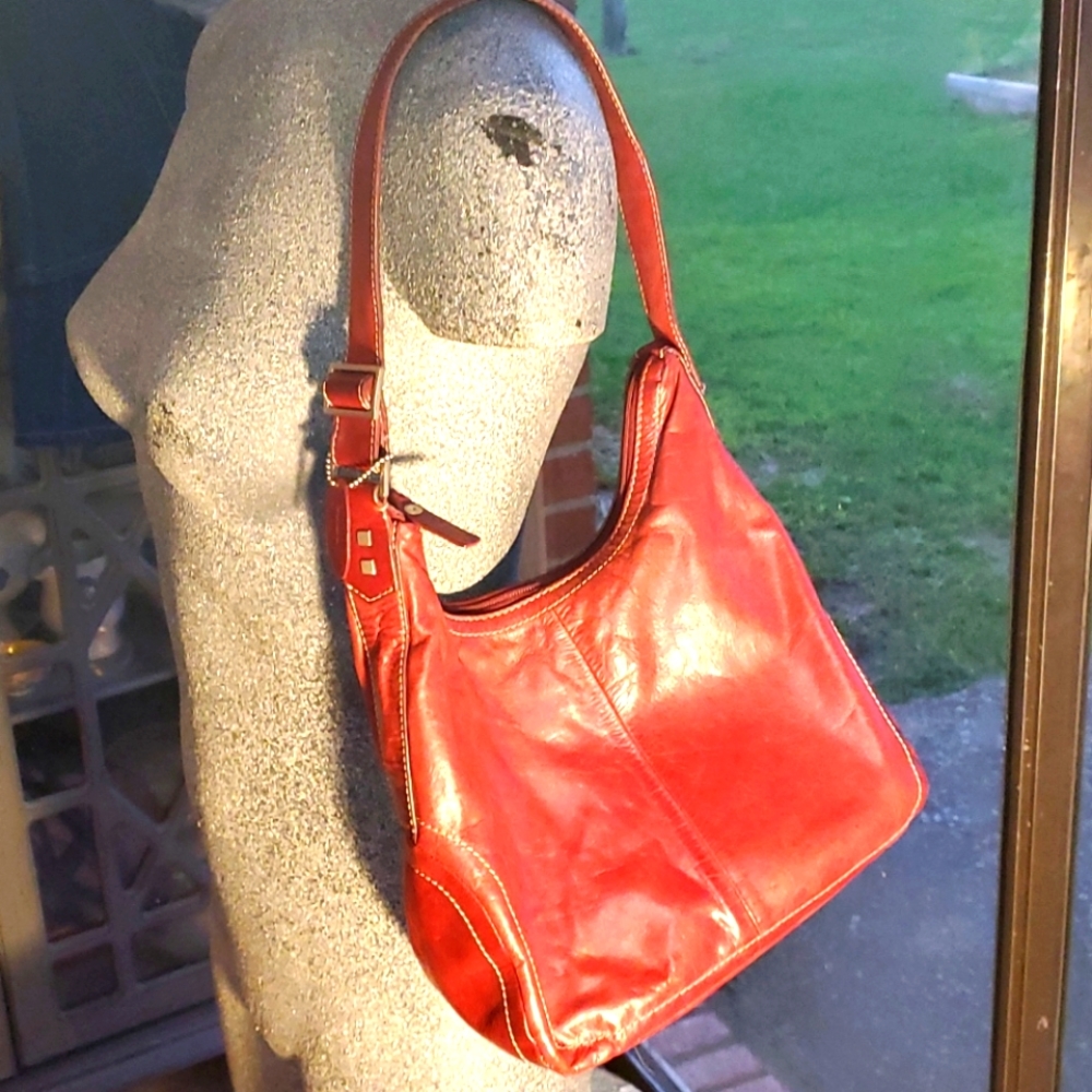 Rolfs Red Leather Handbag Shoulder Purse